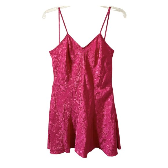 Vtg LA INTIMATES Satin Camisole Slip Dress Jacquard Hot Pink Valentines Sz M USA - Picture 4 of 6
